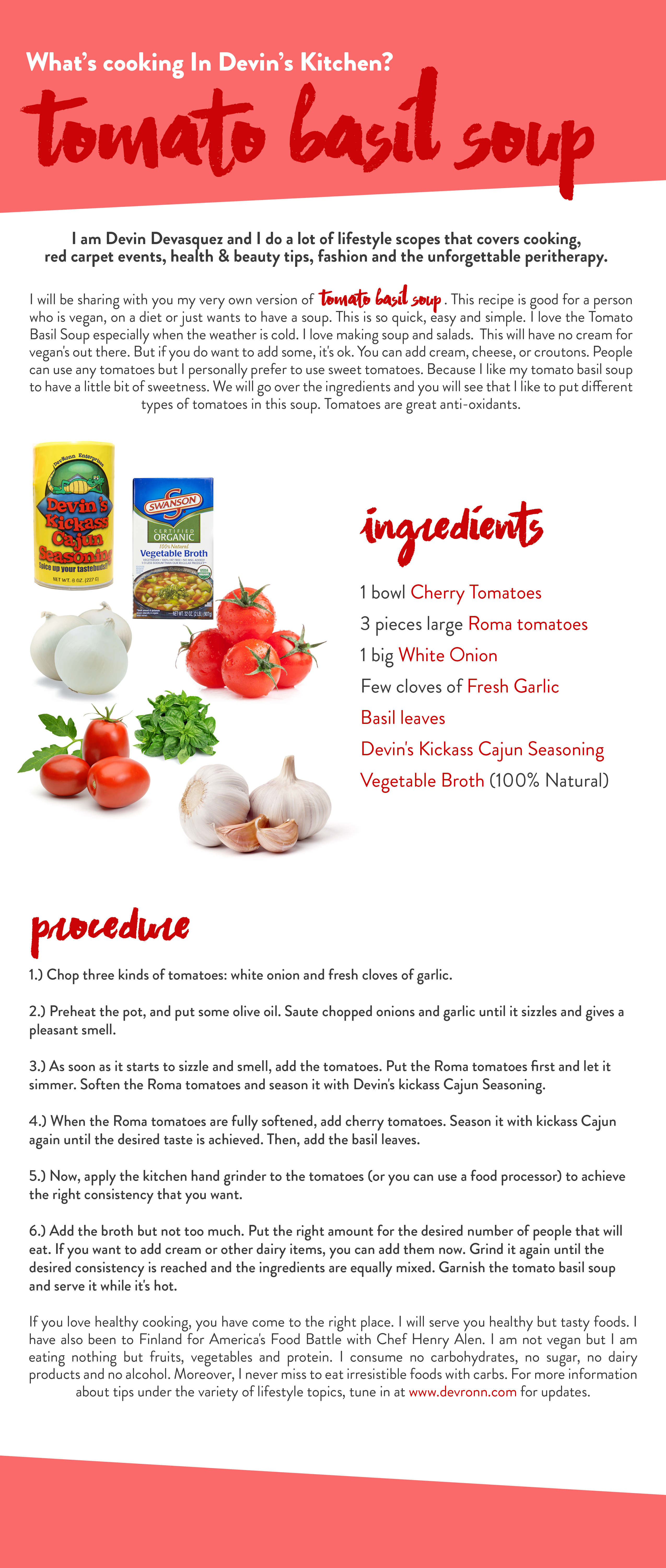 What’s cooking In Devin’s Kitchen: Tomato Basil Soup
